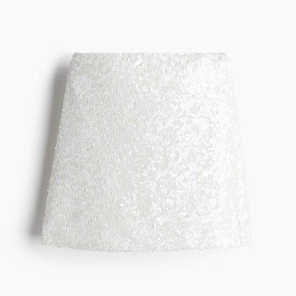 H&M White Sequin Mini Skirt